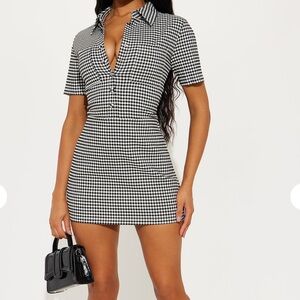 Elegant Black & White Checkered Romper